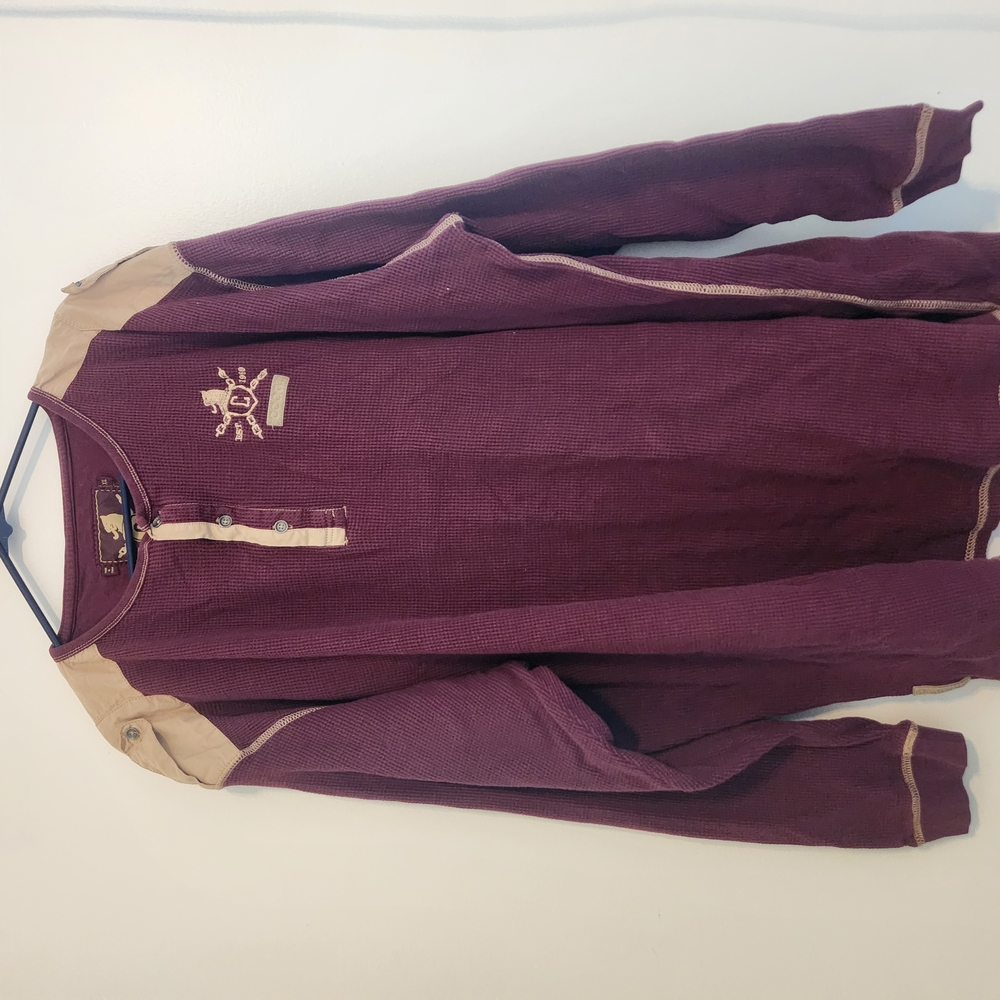 COOGI Burgundy Long Sleeve Shirt with Gold Accents